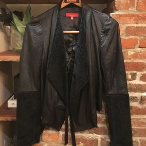 RED Saks Fifth Avenue Black Microsuede Jacket